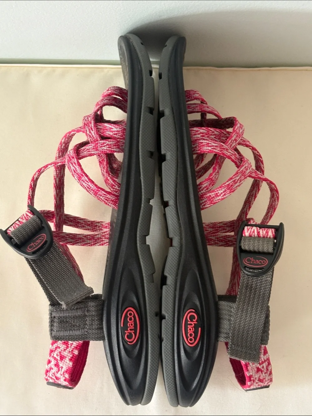 Chaco Women's Z/Cloud Pink and Black Strappy Outdoor Sandals